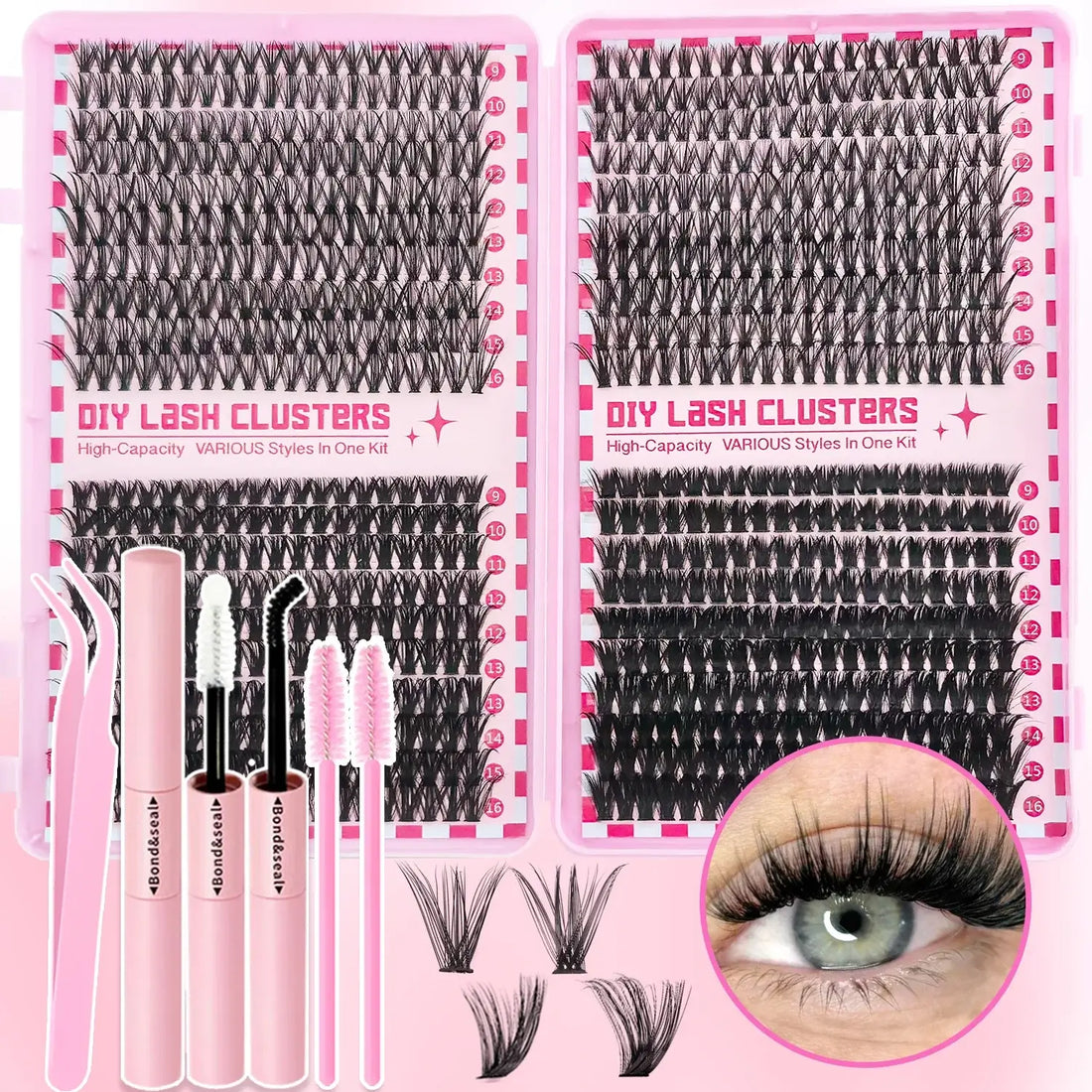 Cluster Lashes Kit – 320 / 600 / 790pcs | Mix-and-Match Lengths | Daily &amp; Party Glam | DIY False Lashes