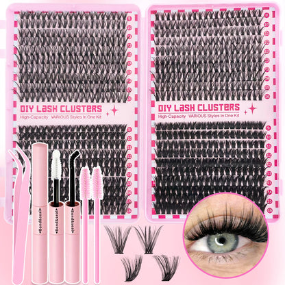 Cluster Lashes Kit – 320 / 600 / 790pcs | Mix-and-Match Lengths | Daily &amp; Party Glam | DIY False Lashes