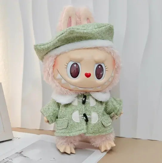 For 38 CM LABUBU/MOKOKO vinyl plush doll spring wild summer autumn and winter tweed coat set for labubu outfit decoration