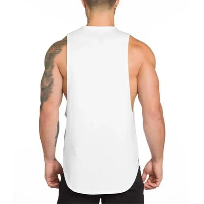 plain Gym Clothing Mens Bodybuilding Stringer Tank Top Summer Cotton Cut Off Fitness Vest Muscle Workout Sleeveless T Shirt
