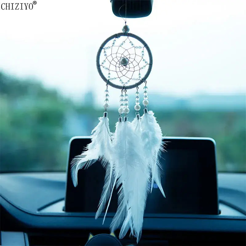 Dream Catcher Car Ornament Car Interior Hanging Pendant Accessory Bedroom Decoration Wind Chimes Home Feather Craft Gift