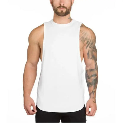 plain Gym Clothing Mens Bodybuilding Stringer Tank Top Summer Cotton Cut Off Fitness Vest Muscle Workout Sleeveless T Shirt