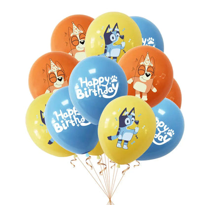 Cute Bluey Birthday Party Decoration Bluey Paper Napkin Plate Cup Tablecloth Balloons Kids Baby Shower Supplies