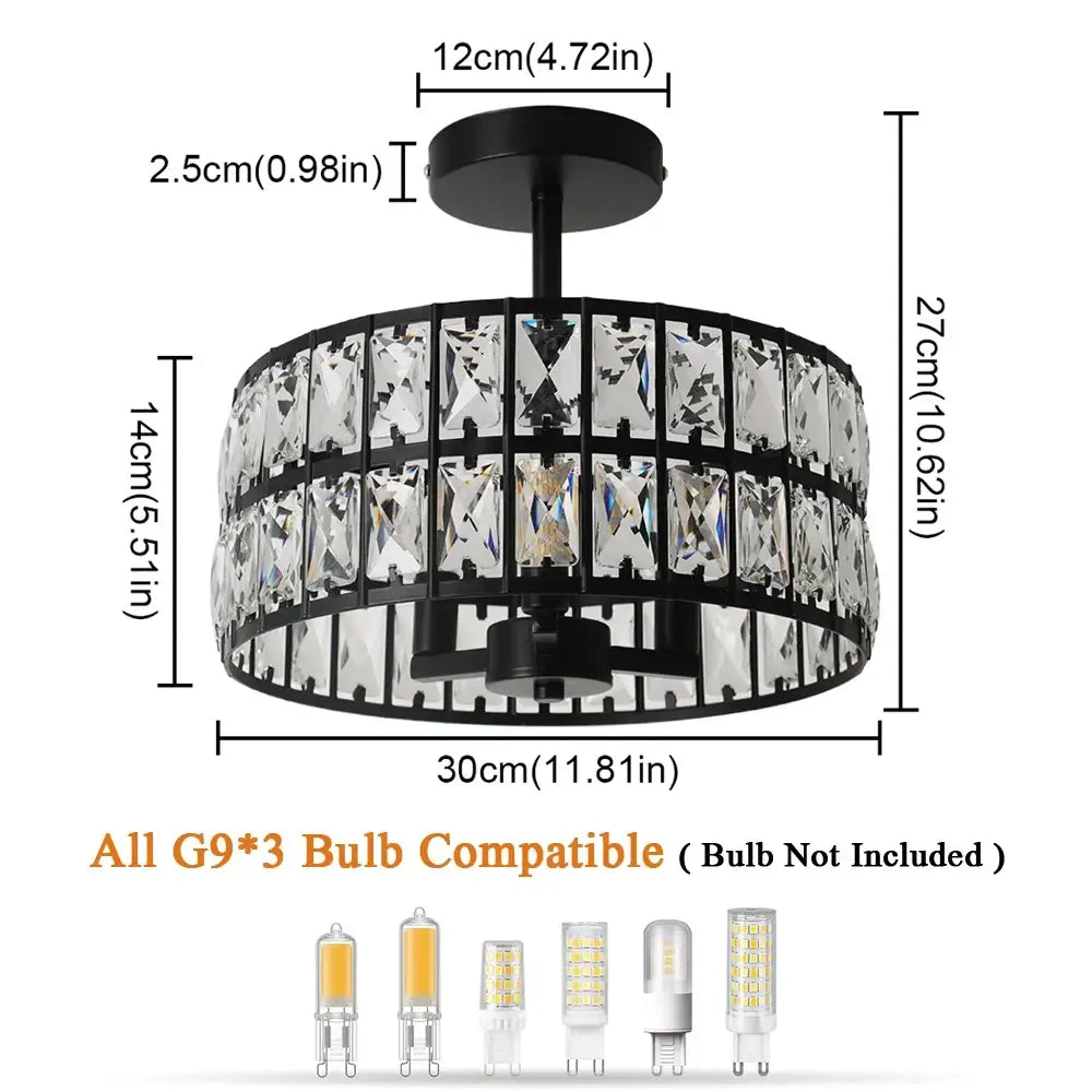 VETRULUS Crystal Pendant Light, Black or Gold