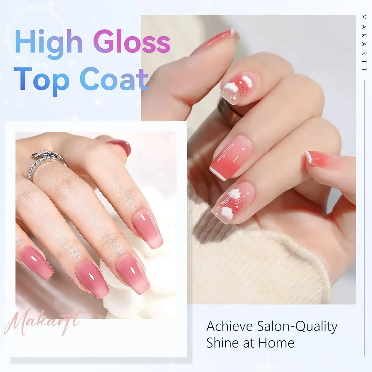 Makartt No-Wipe Gel Top Coat, 2 × 10 ml