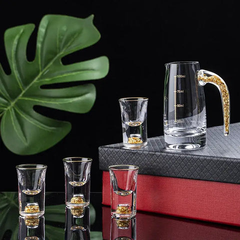 Crystal Liquor Spirits Shot Glasses Gift Box Gold Mountain Thick