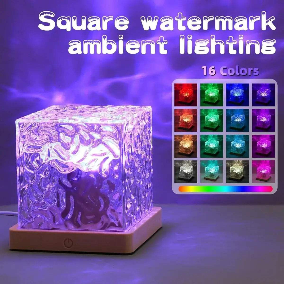 Rotating Water Ripple Projector Night Light – 16 Colors
