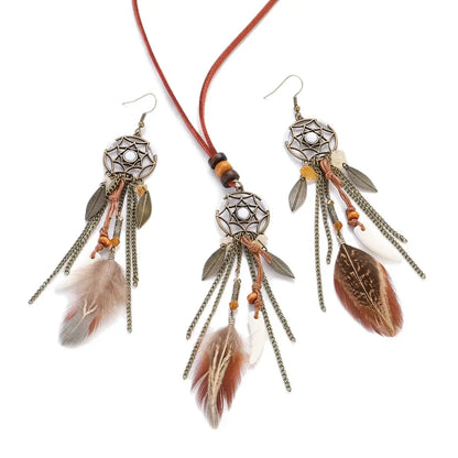 Bohemia Retro Women's Dream Catcher Long Tassel Earrings Sets Alloy