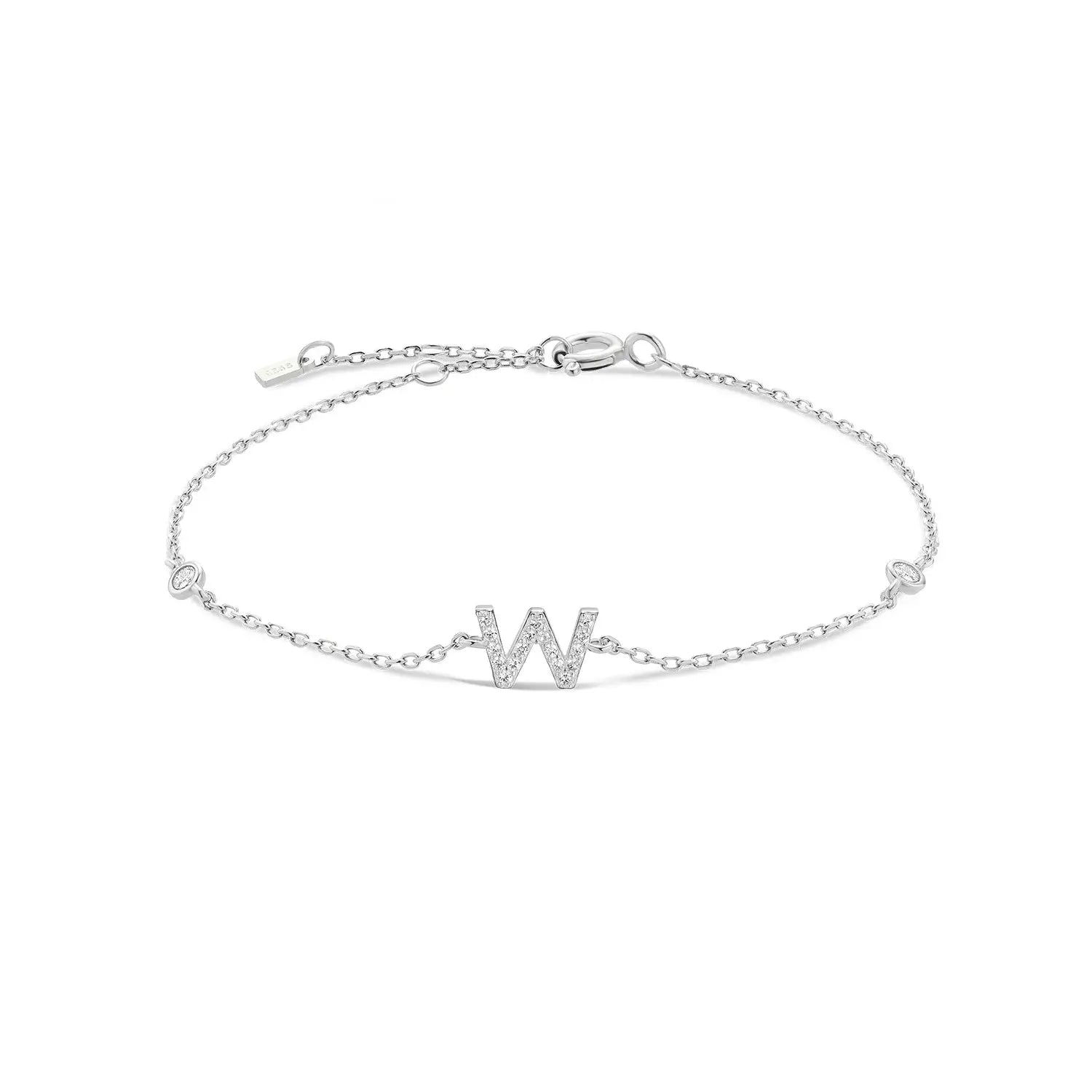 925 Sterling Silver Initial 26 Letters Alphabet Monogram Gold Name Bracelet Crystal CZ Zircon 2021 Fashionable Jewelry