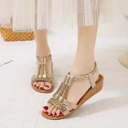 Shoes for Women Summer Women Wedge Bohemia Rhinestones Casual Platform