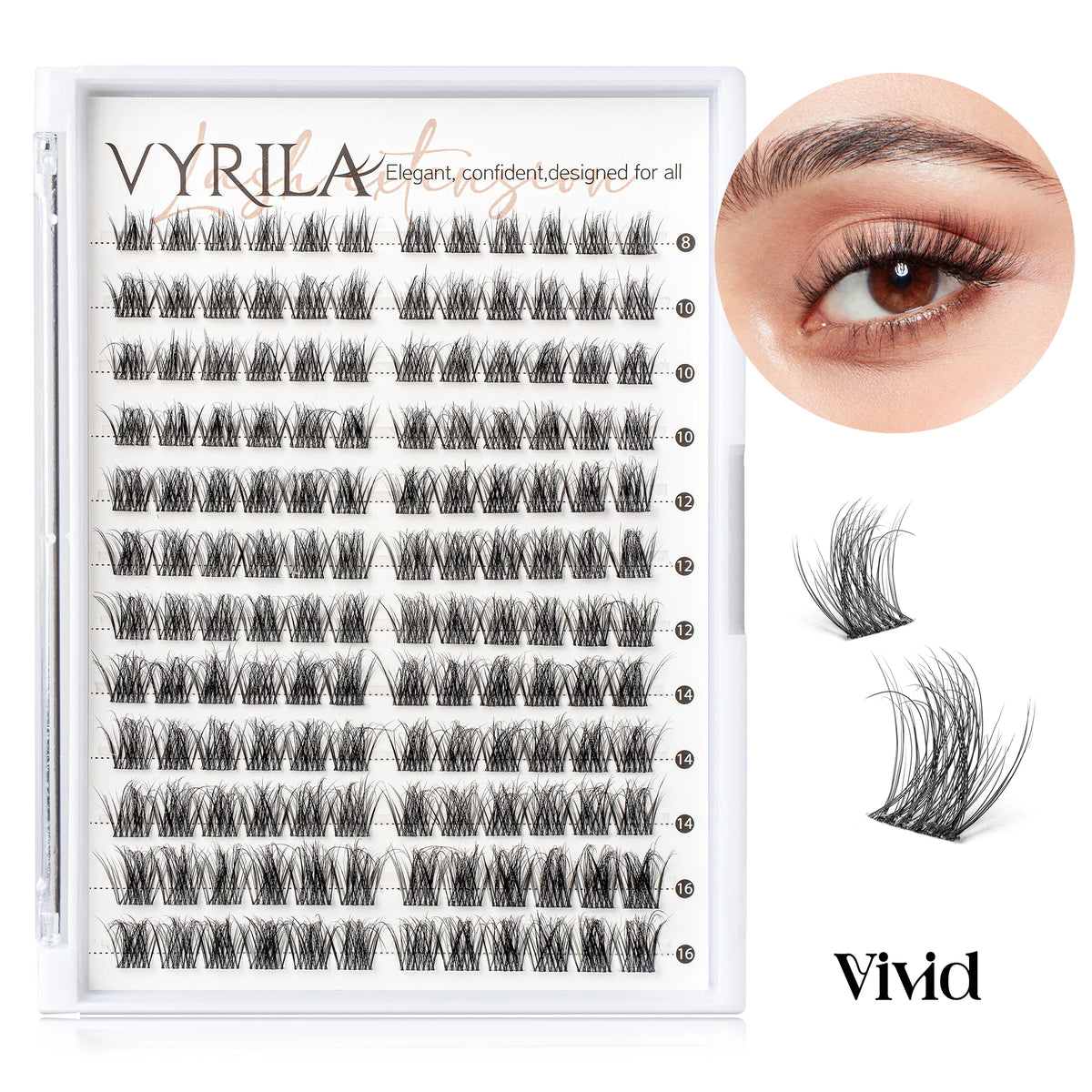 VYRILA Individual Cluster Lashes – C Curl 3D Wispy DIY Eyelash Extensions | 0.05–0.07mm Super Thin Band | Reusable Natural Look