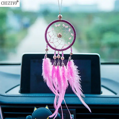 Dream Catcher Car Ornament Car Interior Hanging Pendant Accessory Bedroom Decoration Wind Chimes Home Feather Craft Gift