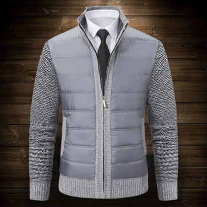 Slim Fit Men Jacket Men's Thickened Knitted Sweater Coat with Pockets