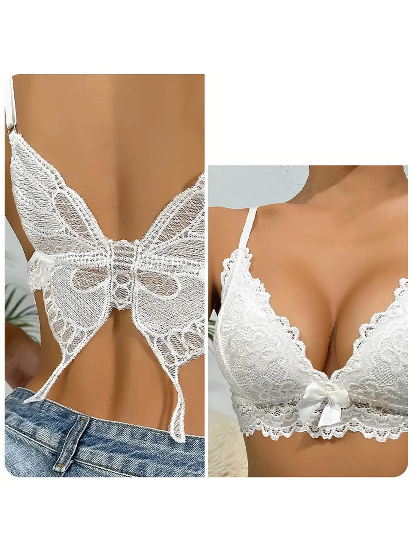 Women Corset Top V-Neck Lace Trim Tank Top Open Back Ultra-Short Camisole for Summer White L