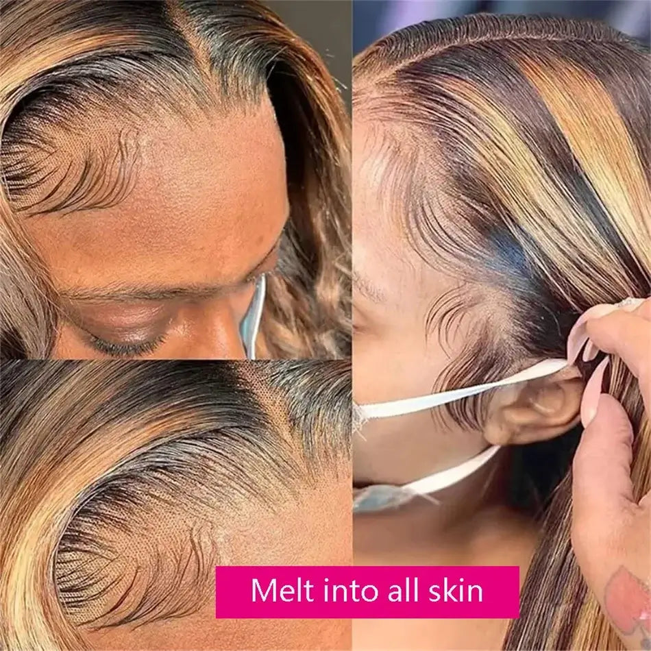 Straight Highlight Human Hair Wig 13x6 Lace Frontal Wig For Women Pre Plucked Blonde Colored 13x4 Lace Front Wig Human Hair Wigs