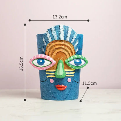 abstract face planter pot