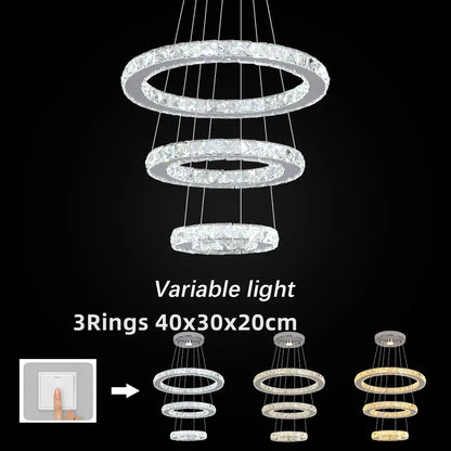 Modern Crystal Ring LED Pendant Chandelier