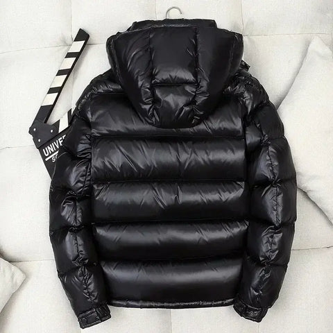 New Winter Men Shiny Puffer Jackets Hooded Casual White Duck Down