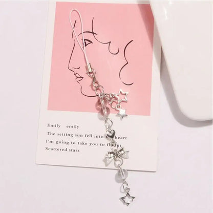 1pc Charm Bowknot Mobile Phone Chains For Women Girls Telephone Charm Strap Pink Black Acrylic Pearl Beaded Lanyard Jewelry Gift