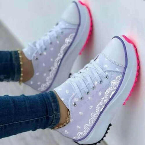 Fashion Women Sneakers Casual Sport Shoes Pattern Canvas.