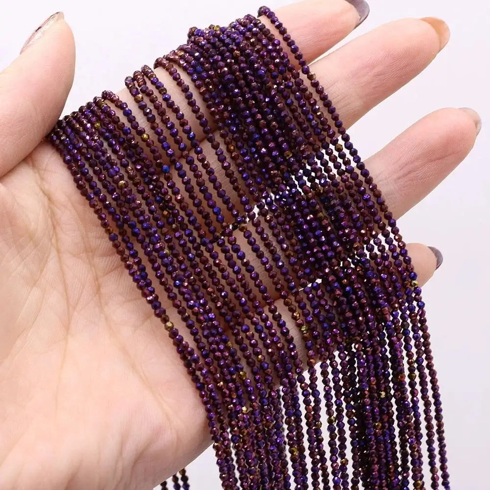 2pcs 2mm/3mm Natural Stone Shiny Beads Gold Color Faceted Spinel for Jewelry Making DIY Necklace Bracelet Accessories