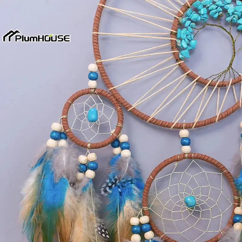 Dream Catcher Vintage Wind Chime Hanging Ornaments Home Decor Indian Natural Stone Tree Of Life Dream Catcher Wall Decorations