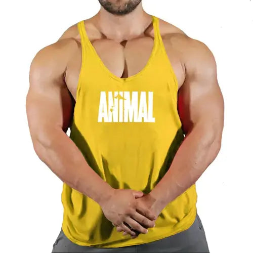 Summer Animal Gym Stringer Tank Top Men Cotton Clothing Bodybuilding.