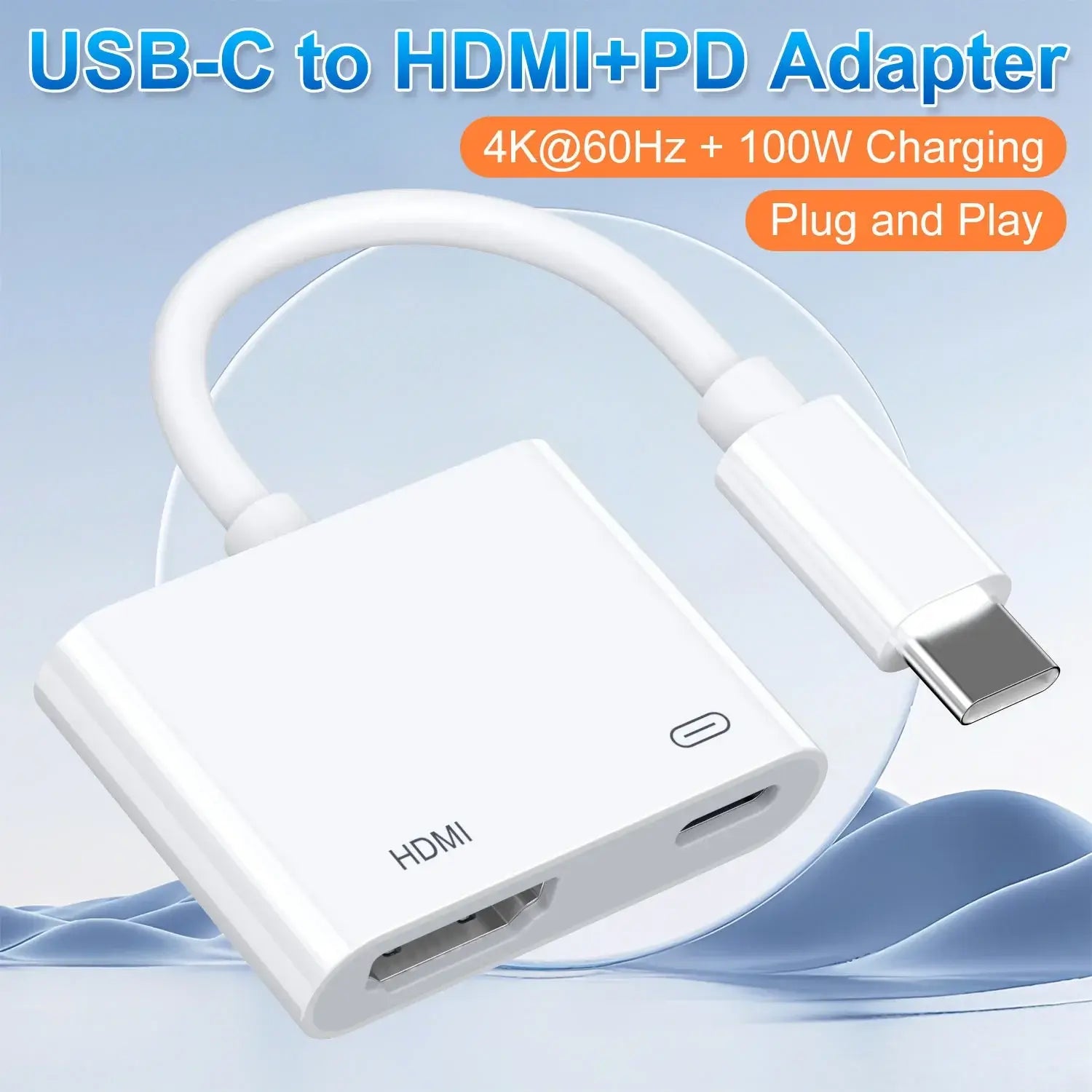 Lightning to Digital HDTV 2-in-1 AdapterDigital AV Adapter4K SyncScreenConnectorFor iPhone14 Pro 13 12 toHDTV ProjectorMonitor