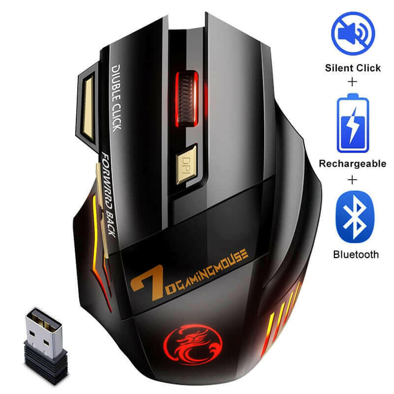 Bluetooth Wireless Silent Ergonomic Gaming Mouse.