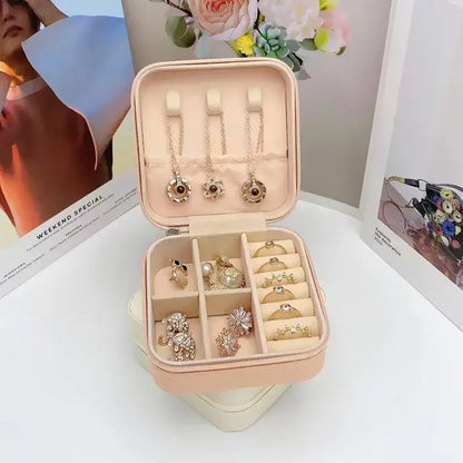 Square Jewelry Organizer Box with Lid | 6-Color Travel Case for Earrings, Necklaces &amp; Rings - Gift for Women
