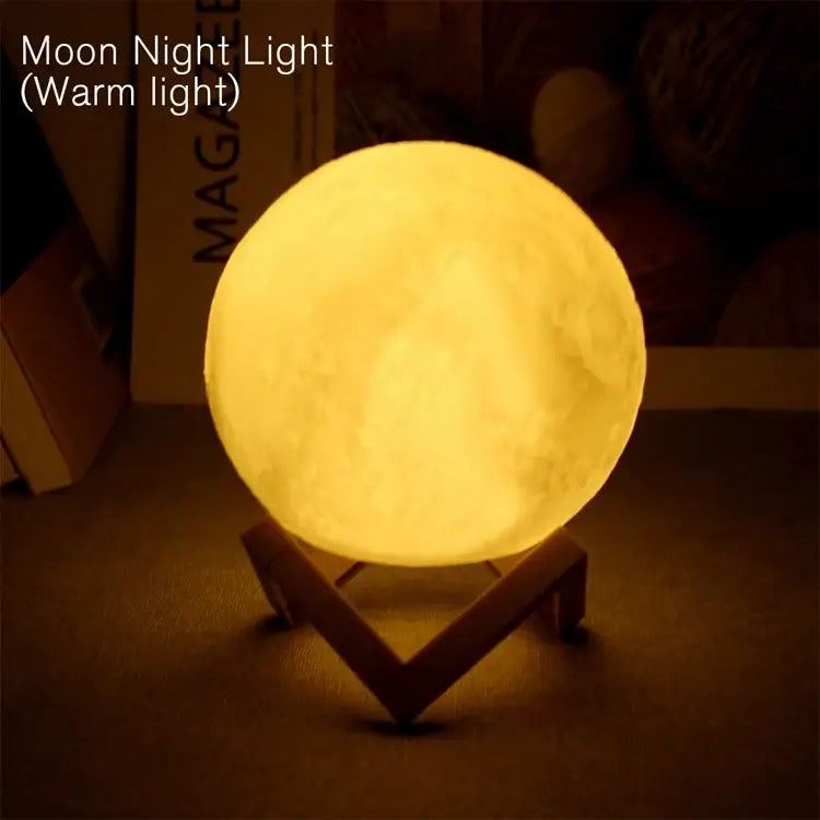 Battery-Powered LED Moon Night Light with Stand