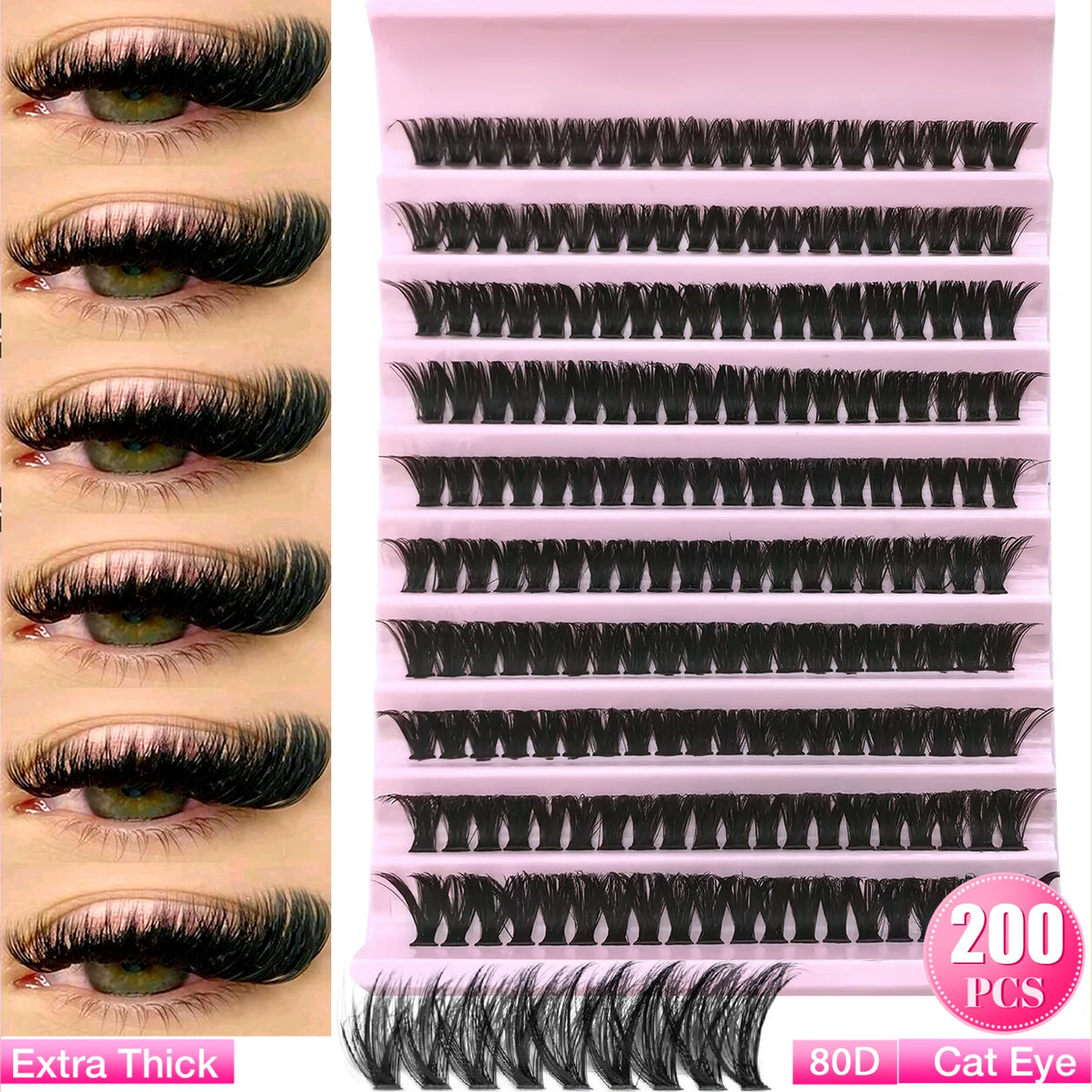 Eimny Individual Cluster Lashes – 160pcs | 8–16mm Mixed Tray | 80D–100D Volume | DIY Eyelash Extensions | Natural Look