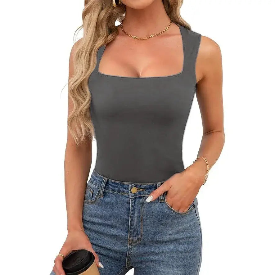 Slim Fit Square Collar Sleeveless Vest for Women Stylish Trendy Base Layer Top Fashionable Casual Wear Versatile Comfortable