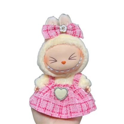 Labubu plush doll skirt set
