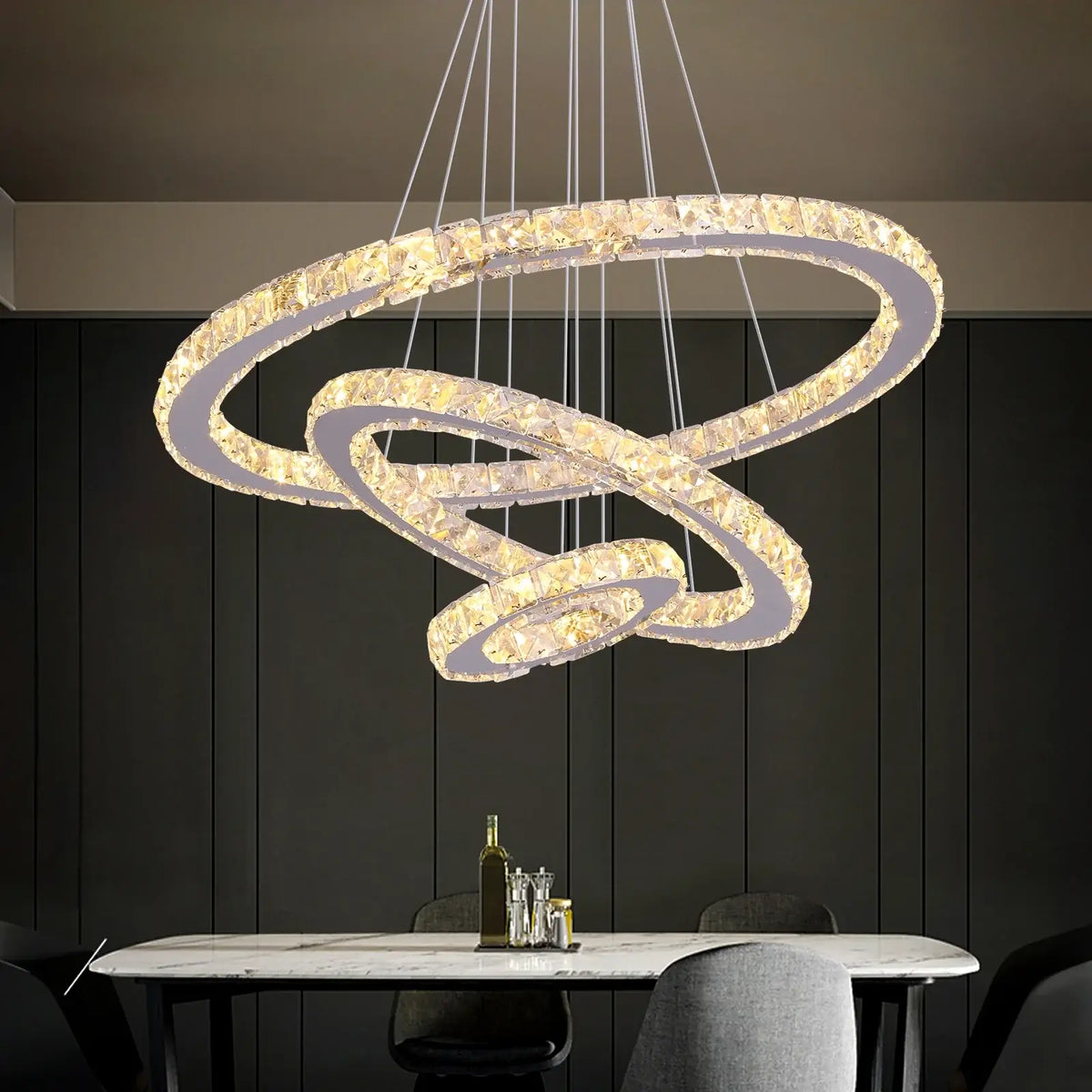 Modern Crystal Ring LED Pendant Chandelier