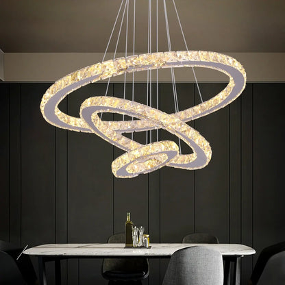 Modern Crystal Ring LED Pendant Chandelier