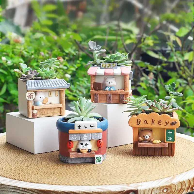 bakery themed flower pot for succulents