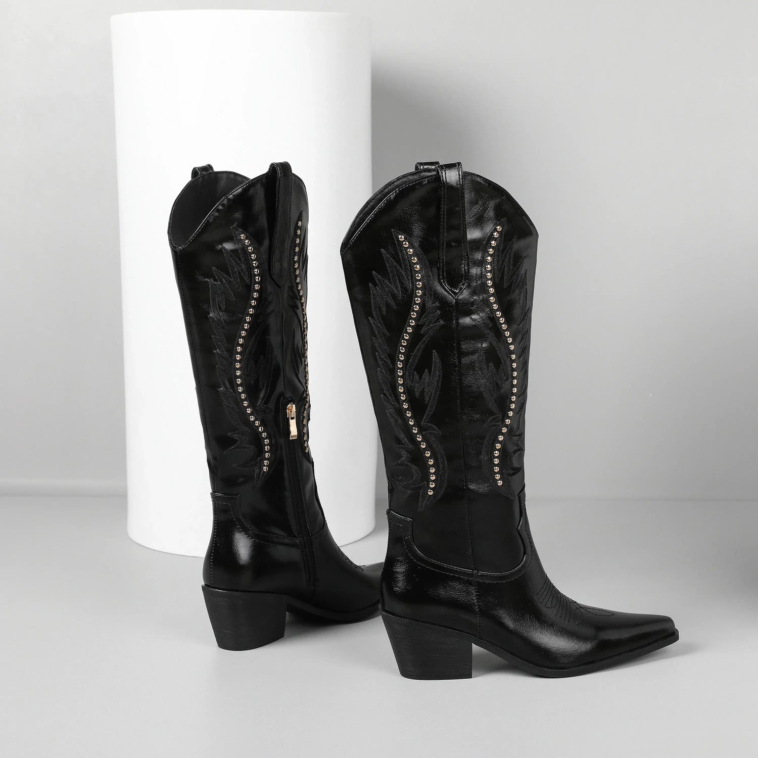 Cowboy Boots For Women Sparkly Cowgirl Knee High Boots With Unique Embroidery And Chunky Heel Ideal For Daily Wear Parties And D