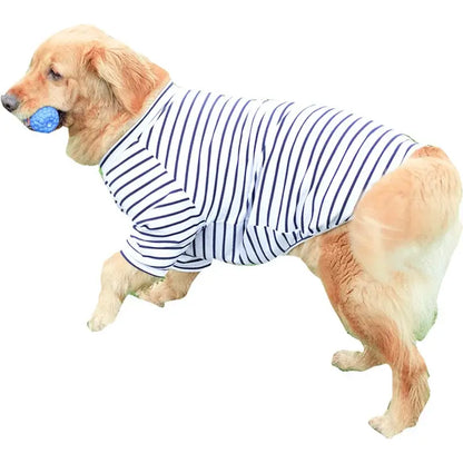 Stylish Dog Summer Striped T-shirt for Large Dogs