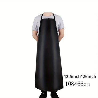PU Leather Heavy Duty Waterproof Apron for Dishwashing 40 Inch Work Apron PU Leather Dishwasher Apron for Men Cleaning Apron Lig