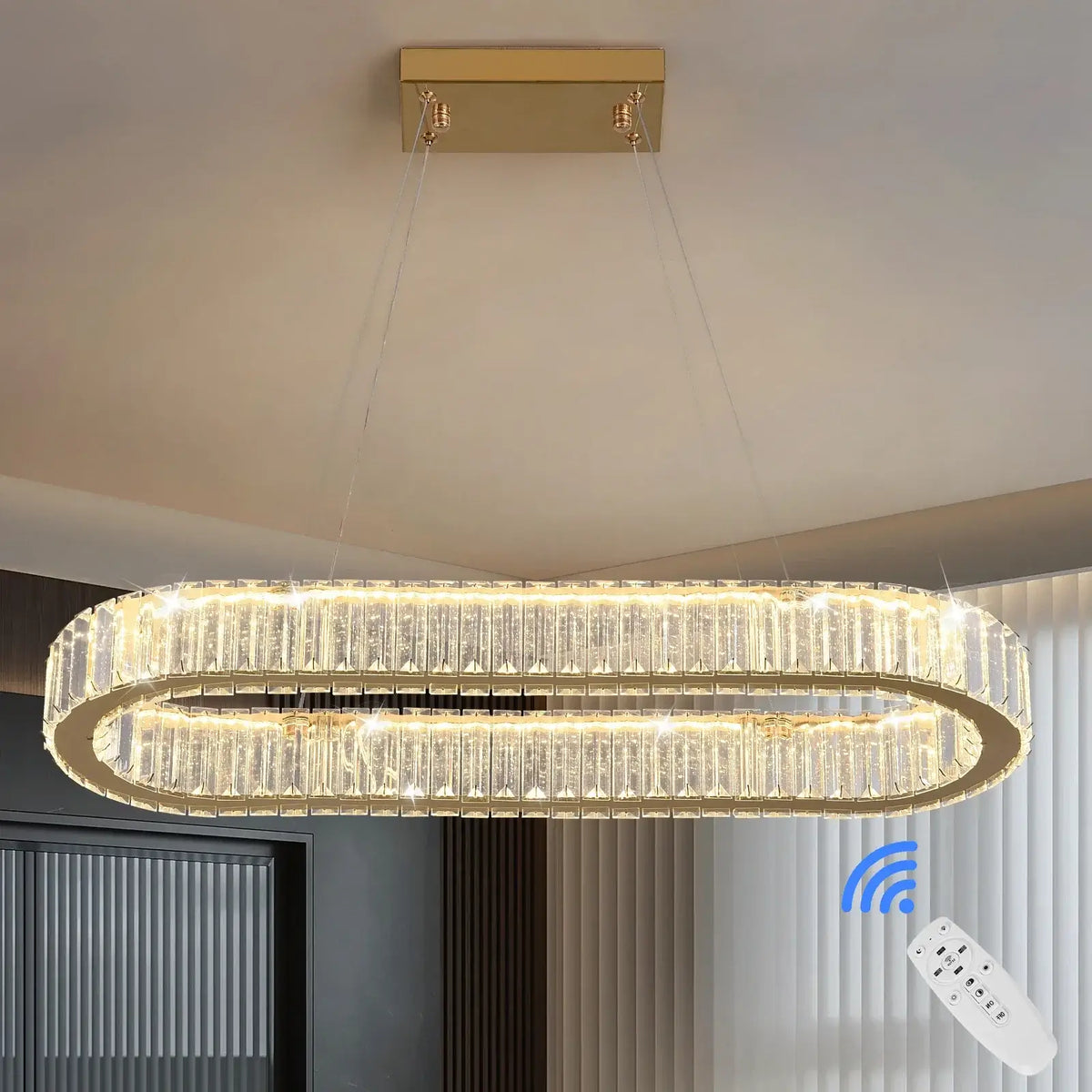 Modern Oval Crystal LED Pendant Chandelier