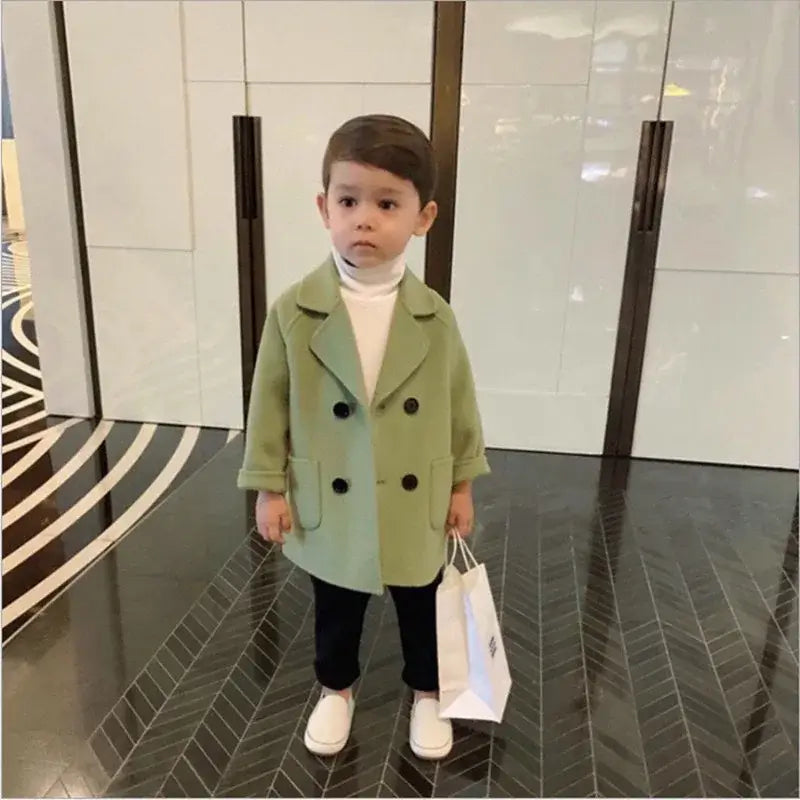 Kids’ Double-Breasted Lapel Coat