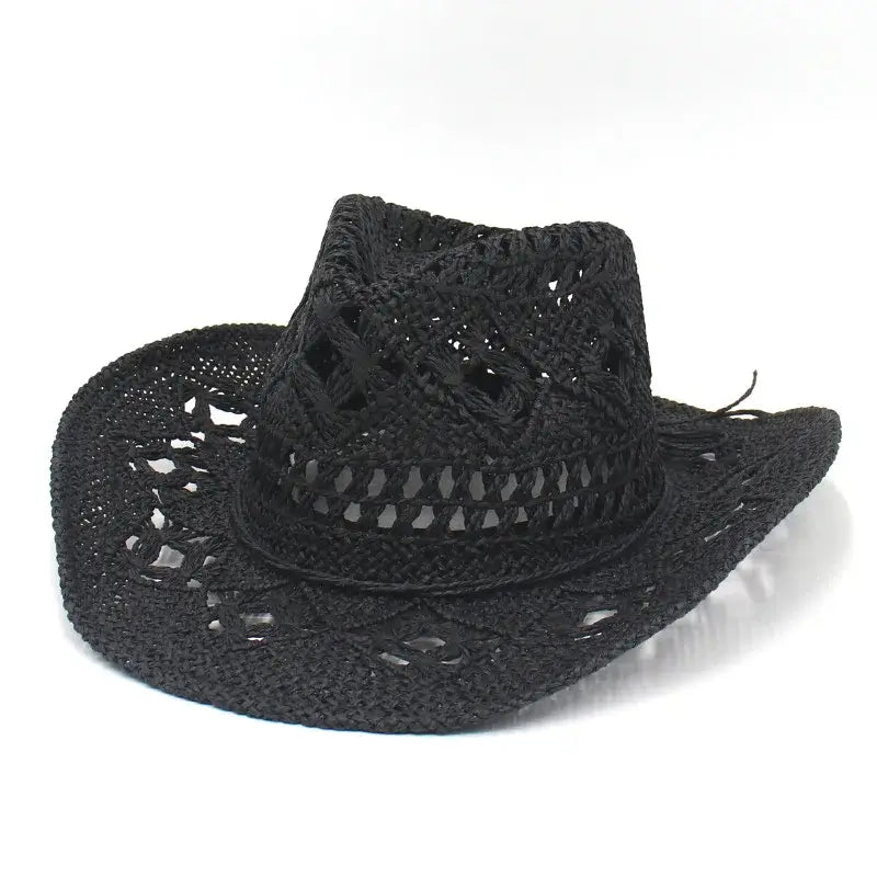 Straw Hat for Women Men Summer Handmade Classic Vintage Hollow Out Western Curled Wide Brim Sun Hat Fishing Hat Climbing Cap