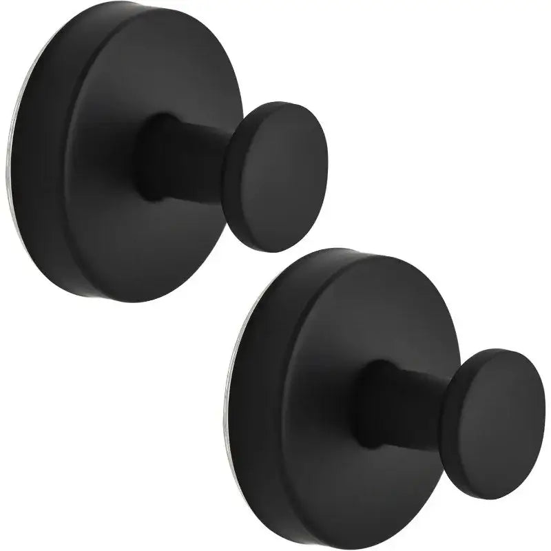 Matte Black Towel Hook (2-Pack) Shower Suction Wall Mounted Removable Hanger for Bathroom Coat Robe Bedroom Kitchen Hotel Pool
