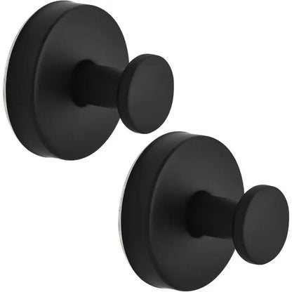 Matte Black Towel Hook (2-Pack) Shower Suction Wall Mounted Removable Hanger for Bathroom Coat Robe Bedroom Kitchen Hotel Pool
