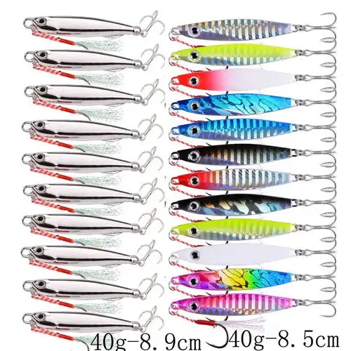 22PCS Metal Spoon Jigs Carp Fishing Lures Set 40g 30g 20g 17g 10g 7g