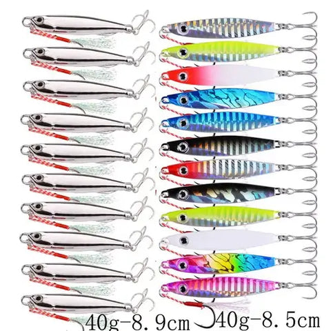 22PCS Metal Spoon Jigs Carp Fishing Lures Set 40g 30g 20g 17g 10g 7g