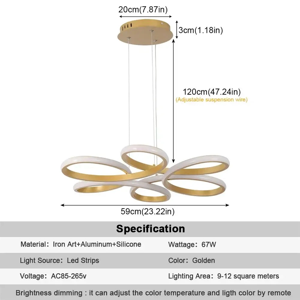 Vinilky Dimmable LED Ceiling or Pendant Light, Black or Gold