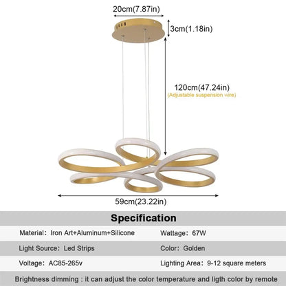 Vinilky Dimmable LED Ceiling or Pendant Light, Black or Gold