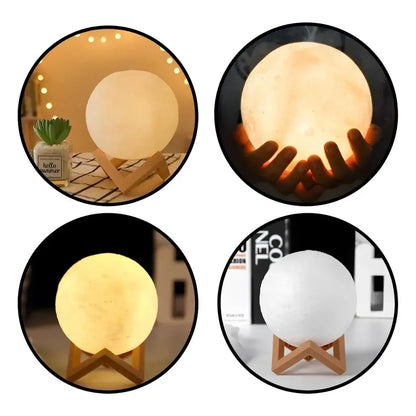 Battery-Powered LED Moon Night Light with Stand